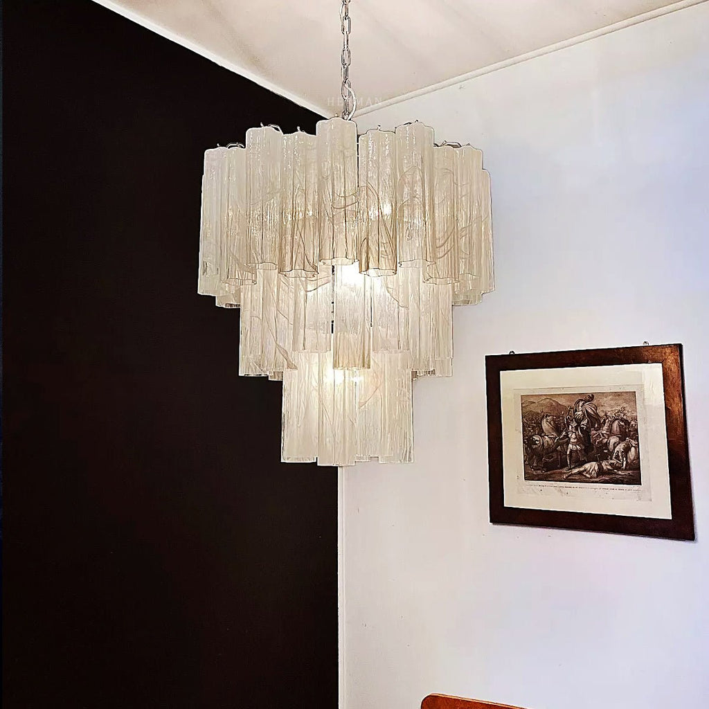 Murano Chandelier – 48 tubes – Alabaster White - orvaliadecor