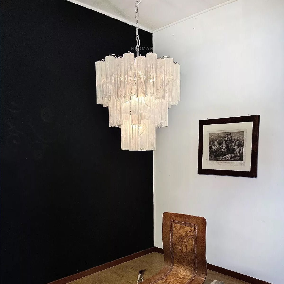 Murano Chandelier – 48 tubes – Alabaster White - orvaliadecor