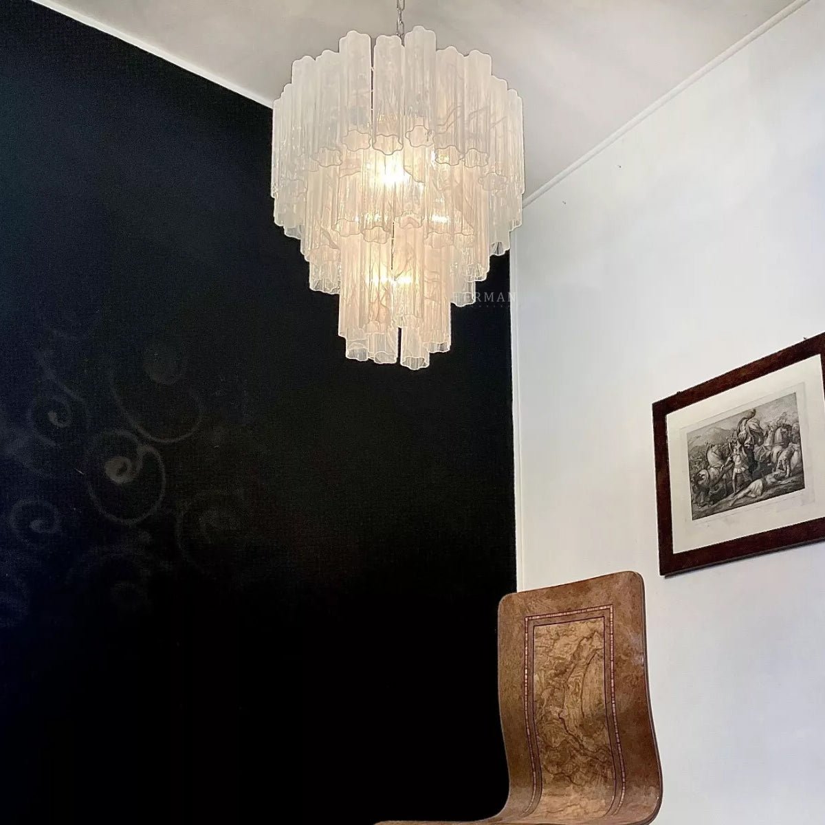 Murano Chandelier – 48 tubes – Alabaster White - orvaliadecor