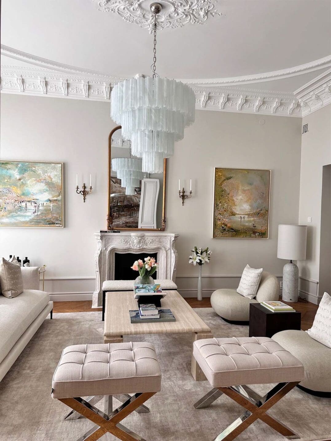 Murano Chandelier – 78 tubes – Alabaster white - orvaliadecor