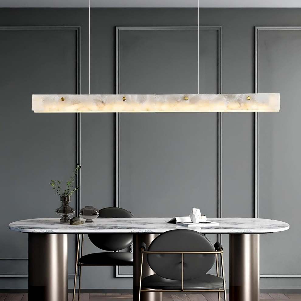 Natural Alabaster Kitchen Island Dinning Room Chandelier 60" - orvaliadecor