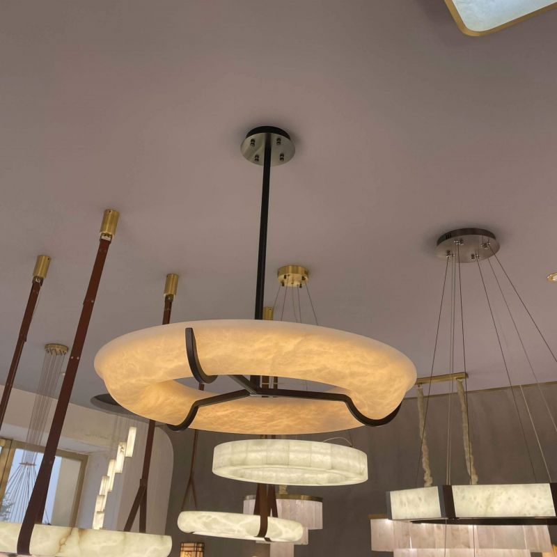 Nova Modern Round Alabaster Chandelier - orvaliadecor