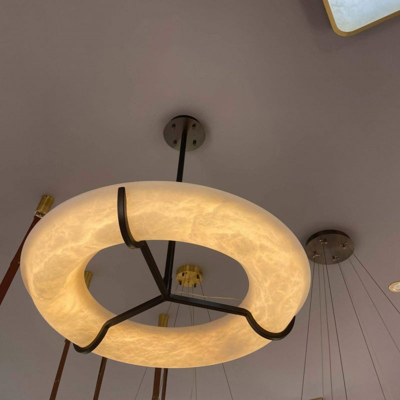 Nova Modern Round Alabaster Chandelier - orvaliadecor