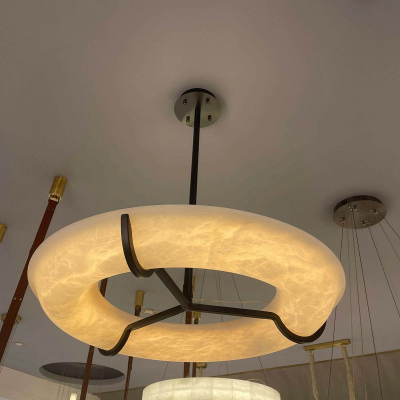 Nova Modern Round Alabaster Chandelier - orvaliadecor