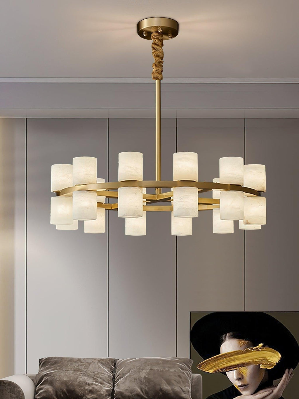 Tabitha Alabaster Chandelier - orvaliadecor
